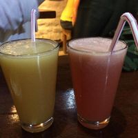 Apple and watermelon juice (fruit juice of the season)  at Tierra Todo Natural in San Pedro De Atacama
