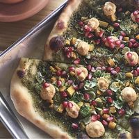 Seasonal Vegan Pizza (with cashew cheese) at The Nest in Ojai