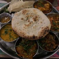 Tamatanga Thali with Five Spice Aloo and Chickpea Curry   at Tamatanga in Nottingham