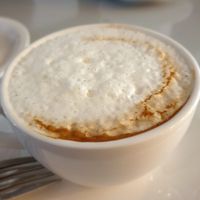 cappu with soy milk at Veganique in Seoul