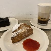Coconut butter scone!   And a brownie and a latte   at Veganique in Seoul