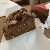 left: earl grey pound, right: red velvet strawberry   at Veganique in Seoul