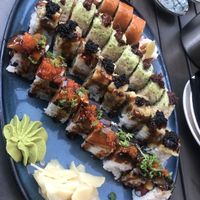 From top to bottom: cowgirl roll, eden roll, black dragon. Forgot the last one   at Blue Sushi Sake Grill - Uptown in Dallas