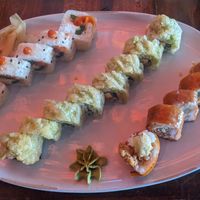 L to R: Vegan hot popper, crunchy cabbage, and cowgirl (my fave roll) at Blue Sushi Sake Grill - Uptown in Dallas