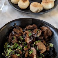 Garlic mushrooms and vegan dough balls at Pizza Express in Watford