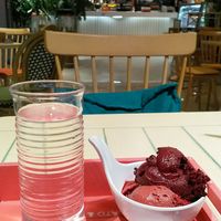 Two scoops of sorbet at Marshall's Gelato in Sarajevo