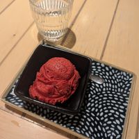 Raspberry sorbet at Marshall's Gelato in Sarajevo