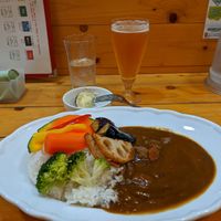 Steamed and fried vegetable curry with vegan roux. at Hachinoya in Tokyo