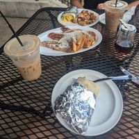 We split the vegan breakfast burrito and vegan french bread, both were delicious! Got iced mocha's with oat milk- also amazing! at Mokabe's Coffeehouse in St Louis