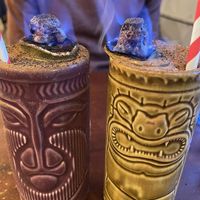 Rum cocktails after they’d been set on fire  at The Coconut Tree in Oxford