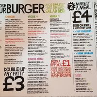 Menu 14/4/2019 at The Grazing Shed in Cardiff