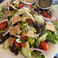 greek salad no feta. essentially the only vegan meal option for lunch.  at Faded Bistro in Sebring