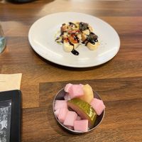 Complimentary pickled food and bruschetta #Veganuary at Nammi Plant Lab in Seoul