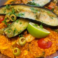 Chipotle paella at Nammi Plant Lab in Seoul