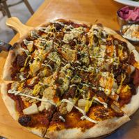 Steak pizza at Nammi Plant Lab in Seoul