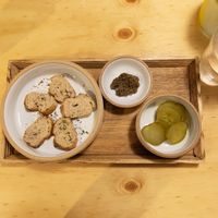 Tiny appetizer sandwiches.  The pickles were so good at Nammi Plant Lab in Seoul