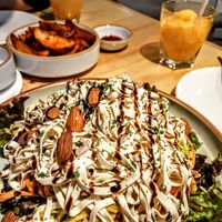 Tofu noodles salad & potato wedges (gluten free) at Nammi Plant Lab in Seoul