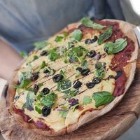 Margherita pizza at Nammi Plant Lab in Seoul