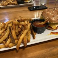 Impossible Burger and fries  at Bru Burger Bar in Westerville