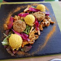 Bean polpette with polenta at Il Caminetto in Transacqua