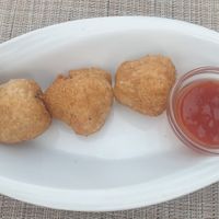Vegan coxinhas with barbecue dip. at Casa Brasil in Palavas-les-flots