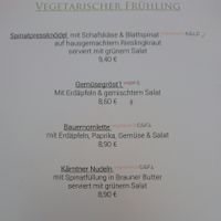 Menu Kirchenwirt at Kirchenwirt in Strobl