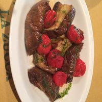grilled aubergines and tomatoes  at La Zucca in Venice