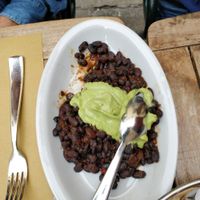 Black beans with guac at La Zucca in Venice