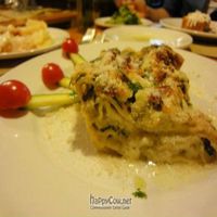 lasagna.  very cheesy! at La Zucca in Venice