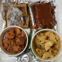 BBQ ribs, Mac n cheese, yams and cornbread. Create your own soul bowl!  at Trio Plant-Based in Minneapolis