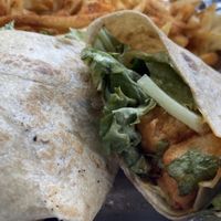 Boolin Buffalo Wrap made with cauliflower not Gardein chkn as the menu described   at Trio Plant-Based in Minneapolis