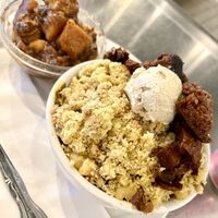 Soul food platter with riblets and side of yams   at Trio Plant-Based in Minneapolis