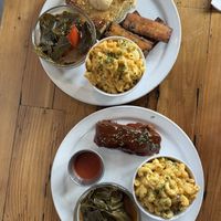 Soul food plates  at Trio Plant-Based in Minneapolis