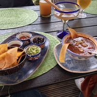 Totopos and sopa Azteca  at Mezcal Bar in Krems An Der Donau