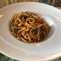 Vegetarian pasta at Su e Giu in Naxos