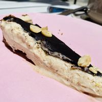 Frozen peanut butter/snickers tarte. I ordered only half a slice because I was so full already... at Leaves Cafe in Cotovia
