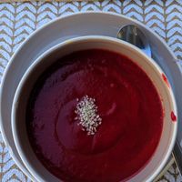 Beet Cream Soup at Leaves Cafe in Cotovia