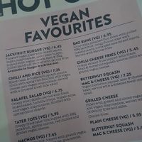 Vegan menu (from their social media) at The Library in Durham
