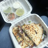 Quesadillas with No Pollo at Luna Verde Vegan Mexican Restaurant in Bradley Beach