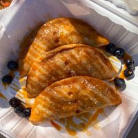 Sweet potato and “cheese” dessert empanadas  #Veganuary at Luna Verde Vegan Mexican Restaurant in Bradley Beach