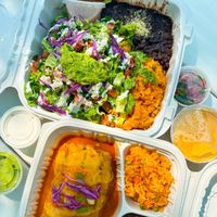 Burrito and tostadas  #Veganuary at Luna Verde Vegan Mexican Restaurant in Bradley Beach