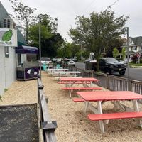 Nice seating area, but strict rules for dogs  at Luna Verde Vegan Mexican Restaurant in Bradley Beach