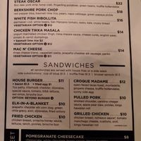 Menu  at The Diving Elk in Sioux City