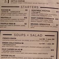 Menu at The Diving Elk in Sioux City