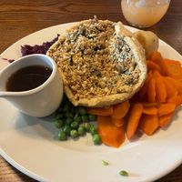 Spinach tarte Sunday roast: it doesn’t have a lot of flavour, so you really need the gravy. The tarte also doesn’t have a decent protein source. Hopefully, the sausage is bette at Famous Old Spa in Weymouth
