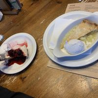 Apple pie and cheesecake both vegan when ordered with vegan ice cream.  at Famous Old Spa in Weymouth