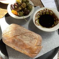Bread and olives  at Revolution Winery and Kitchen in Sacramento