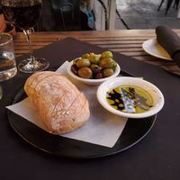 Olive and bread starter. at Revolution Winery and Kitchen in Sacramento