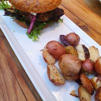 organic veggie burger  at Nourish in Sequim