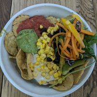 Chipotle Burrito Bowl with corn chips at The Lotus-Heart Restaurant in Christchurch
